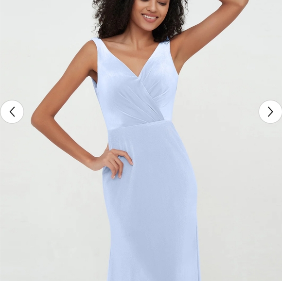 Barbaroni Mermaid Max Velvet Dresses with V Neckline Sky Blue, Size 8 - Picture 3 of 6